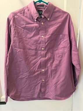 GAP Men's 80s Pin Point Oxford Button-Down Shirt - Purple